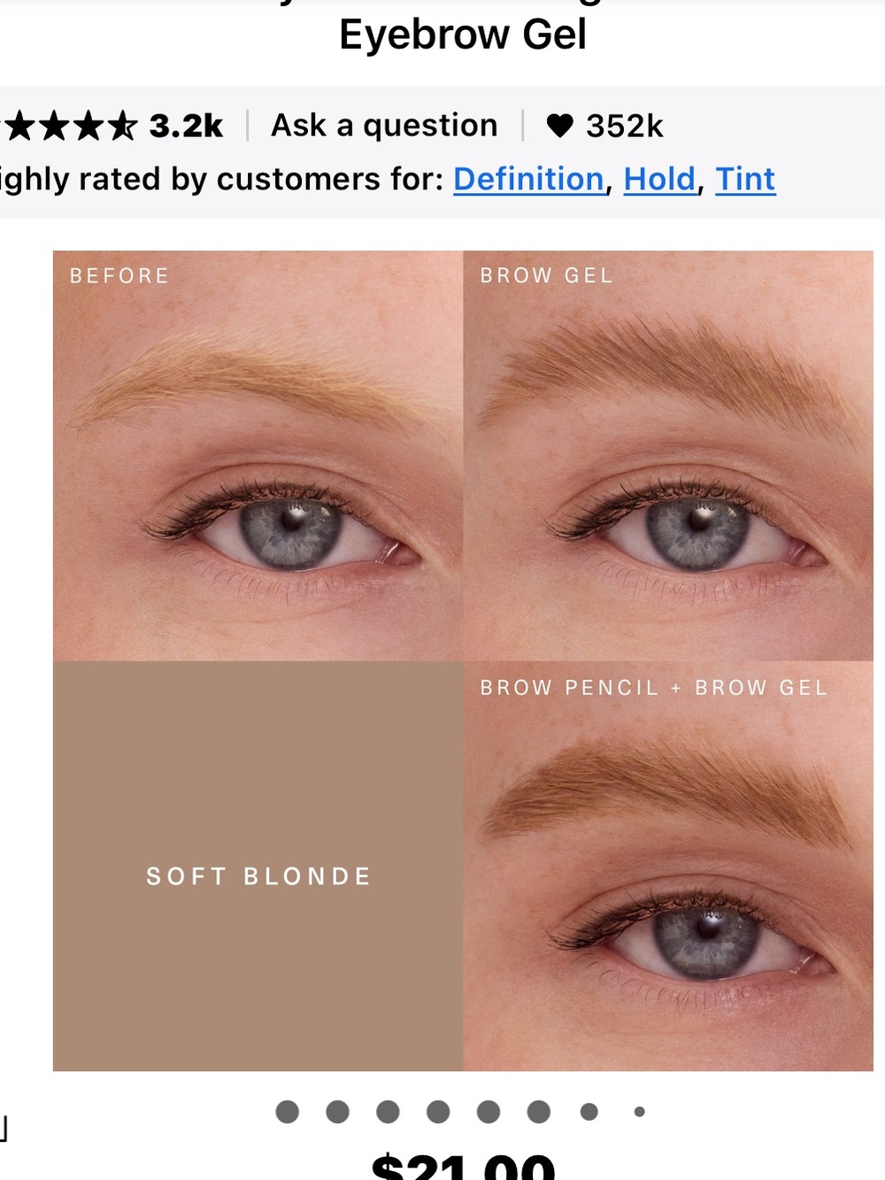 Rare Beauty Tinted eyebrow gel in soft blonde - Picture 2 of 3